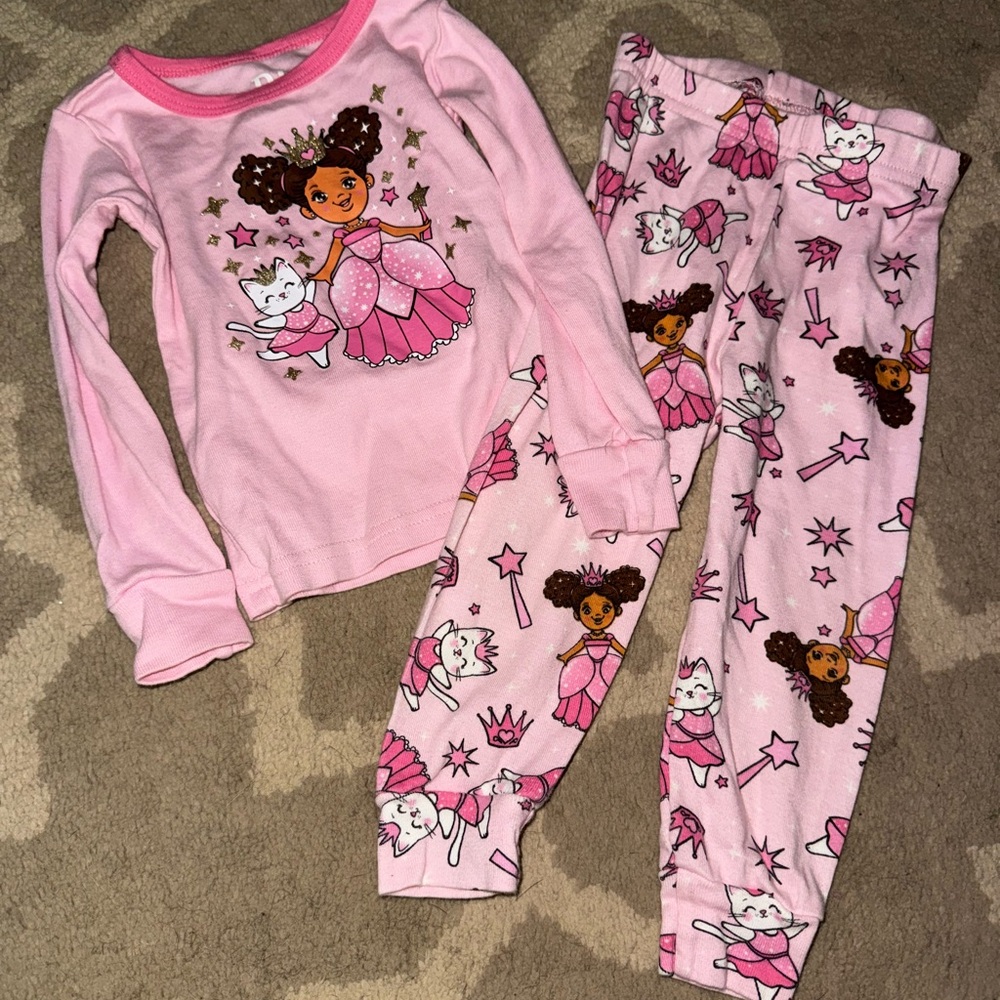 Playful Pink Pajama Set with Ballet Motifs